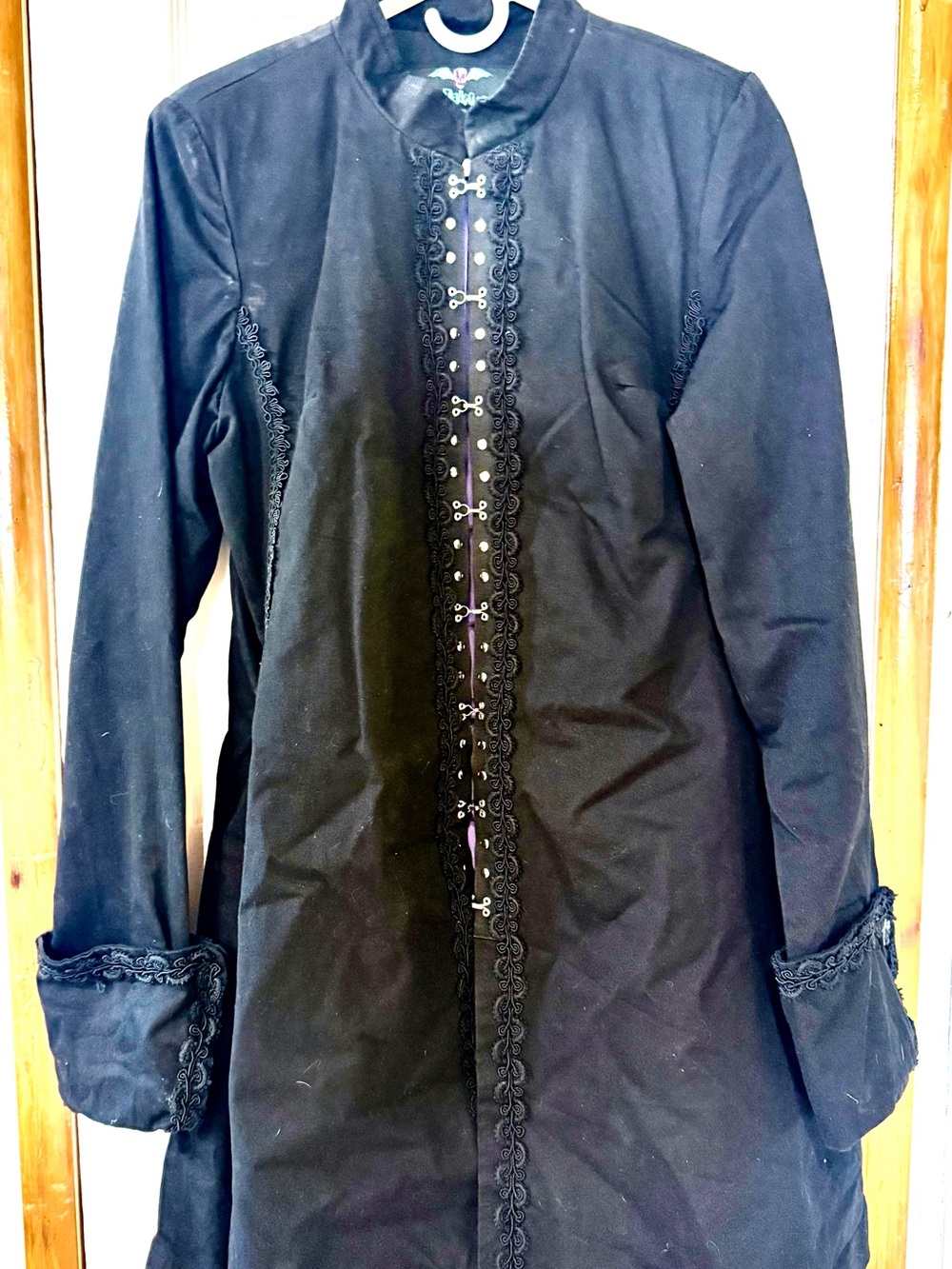 Black Embroidered Long Coat - Brand Unknown